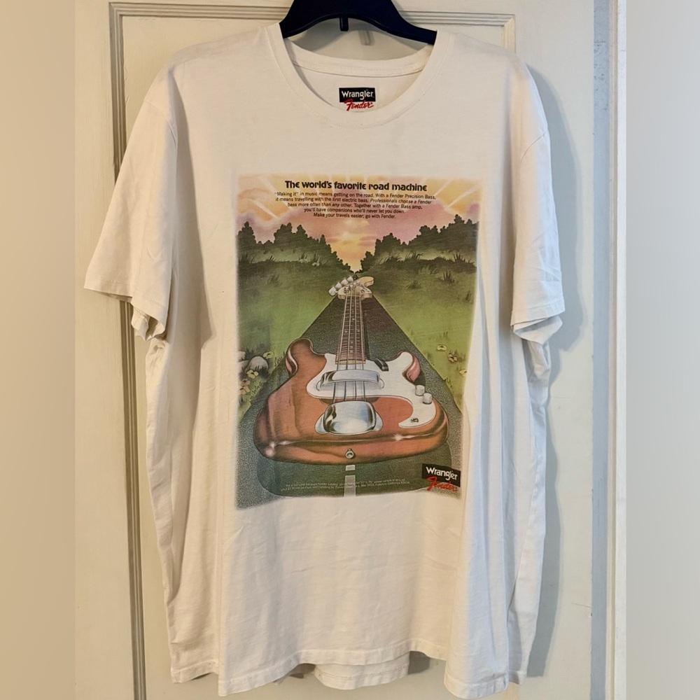 Wrangler Fender Logo Tee in White and Red